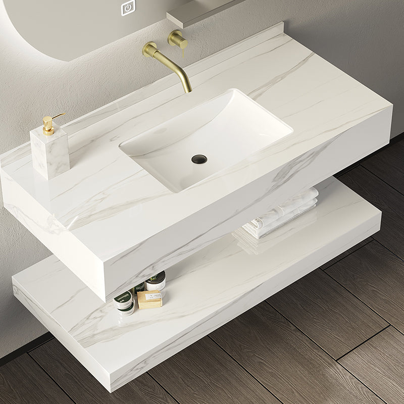 Modern High Quality Rock Slab Bathroom Vanity Cabinets with Sink