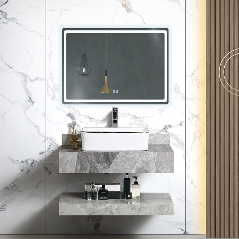 Modern Bathroom Rock Slate Stone Wall Mounted Vanity Bathroom Mirror Cabinet