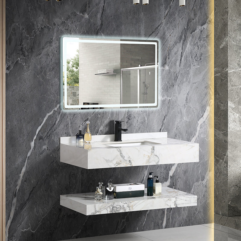 Mable Bathroom Washbasin Cabinet with LED Light Slate Sintered Stone Basin Bathroom Vanity Cabinet