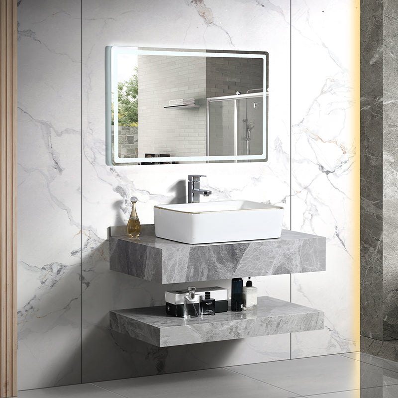 Modern Bathroom Rock Slate Stone Wall Mounted Vanity Bathroom Mirror Cabinet