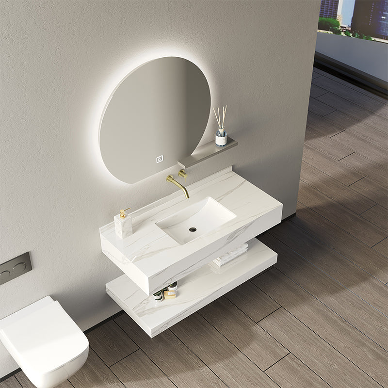 Modern High Quality Rock Slab Bathroom Vanity Cabinets with Sink