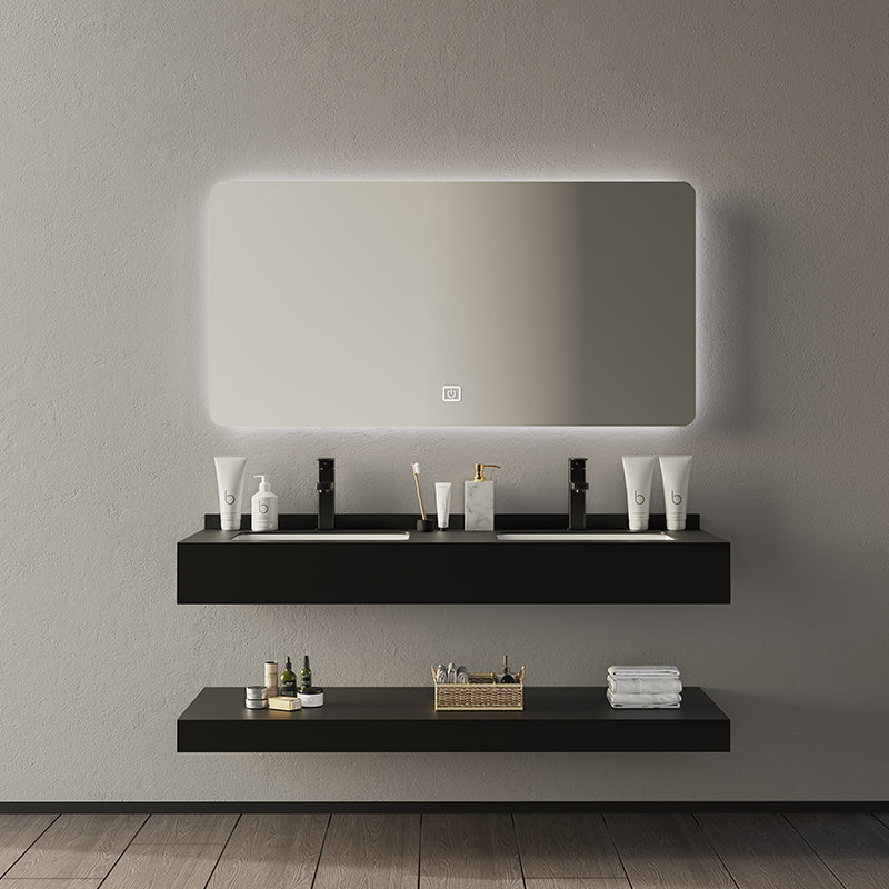 Custom Bathroom Vanity Sets with Bathroom LED Mirror Rock Plate Vanity Cabinets
