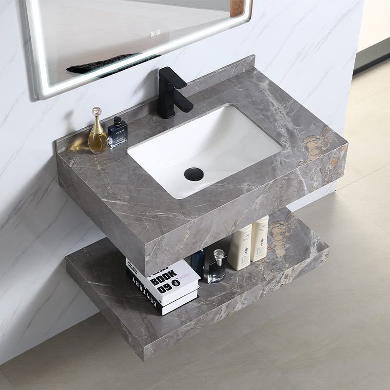 Hotel Bathroom Cabinet Two Sink Wash Basin Wall Mounted Marble Interior Lighting