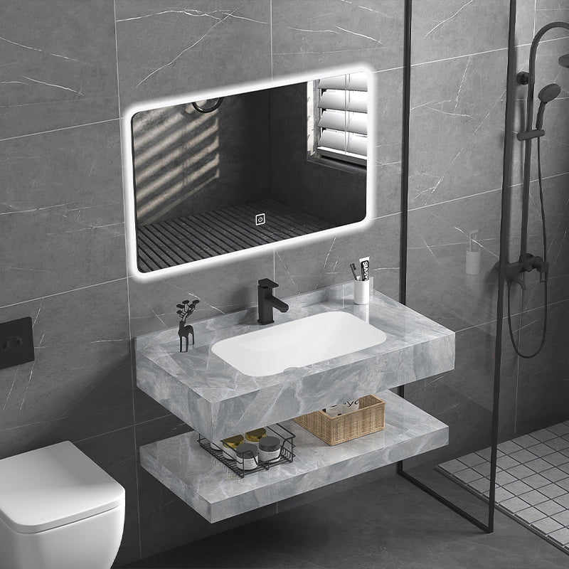Marble Pedestal Wash Basin Bathroom Mirror Cabinet