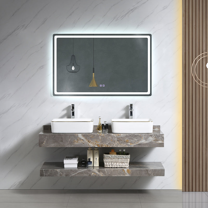 Luxury Modern Rock Slate Sink Basin Bathroom Vanity Cabinet