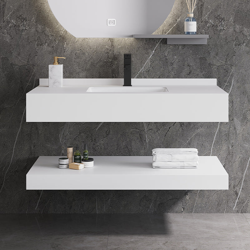 Deluxe Double Layer Wall Hanging Wash Basin Artificial Vanity Bathroom Cabinet