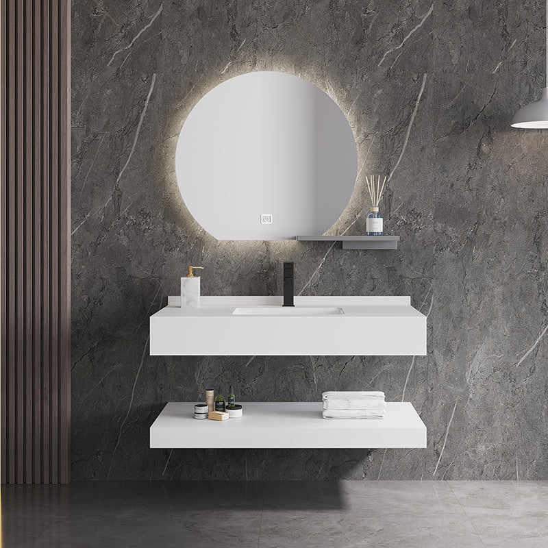 Deluxe Double Layer Wall Hanging Wash Basin Artificial Vanity Bathroom Cabinet
