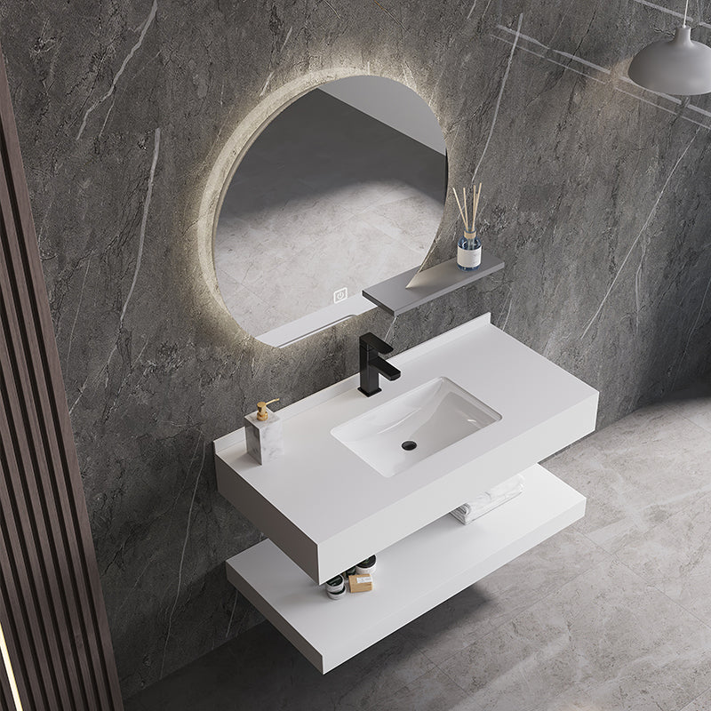 Deluxe Double Layer Wall Hanging Wash Basin Artificial Vanity Bathroom Cabinet
