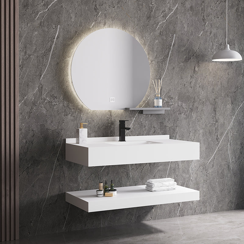 Deluxe Double Layer Wall Hanging Wash Basin Artificial Vanity Bathroom Cabinet
