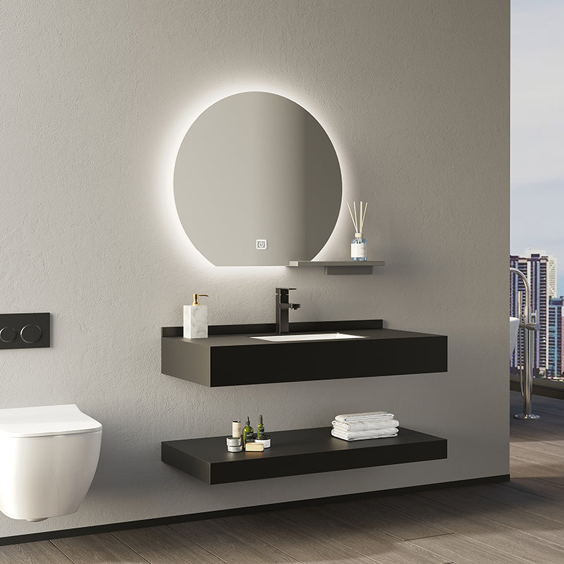 Fashionable Bathroom Cabinet Customized Modern Rock Plate Sink Slate Floating Vanity Cabinet