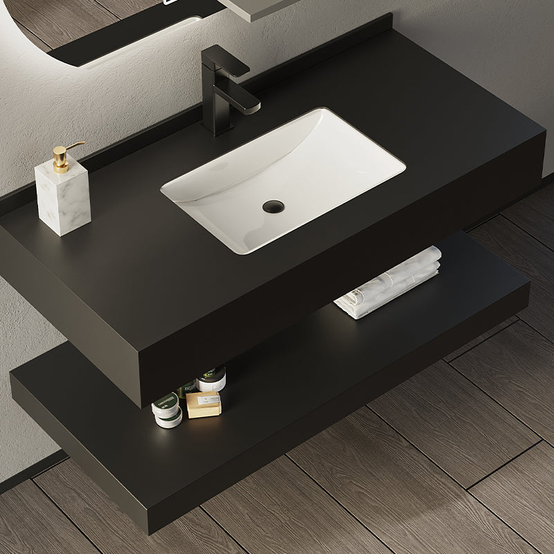 Fashionable Bathroom Cabinet Customized Modern Rock Plate Sink Slate Floating Vanity Cabinet